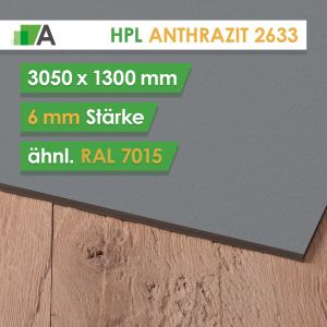HPL Anthrazit - ähnl. RAL 7015 - Stärke 6mm - 3050 x 1300