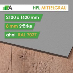 HPL Mittelgrau -  ähnl. RAL 7037 - Stärke 8 mm - 2100 x 1620