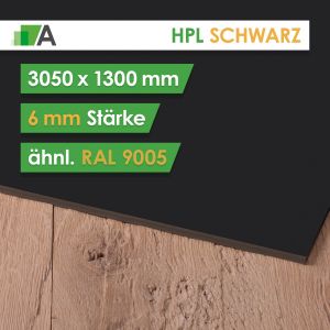 HPL Schwarz - RAL 9005 - Stärke 6mm - 3050 x 1300
