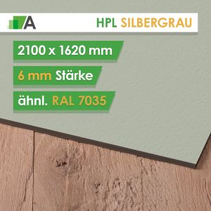 HPL Silbergrau - ähnl. RAL 7035 - Stärke 6mm - 2100 x 1620