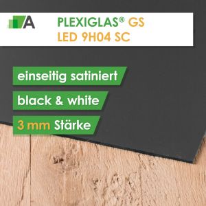 PLEXIGLAS® GS LED black & white 9H04 SC einseitig satiniert Stärke 3 mm für LED Hinterleuchtung