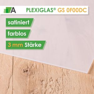 PLEXIGLAS® GS Satinice 0F00 DC farblos / crystal Stärke 3 mm satiniert  