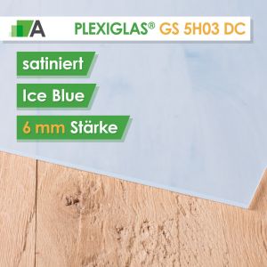 PLEXIGLAS® GS Satinice Stärke 6 mm beidseitig satiniert blau / ice blue 5H03 DC