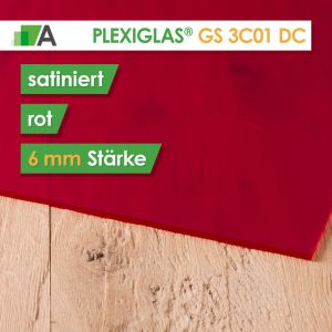 PLEXIGLAS® GS Satinice Stärke 6 mm beidseitig satiniert rot / cherry 3C01 DC