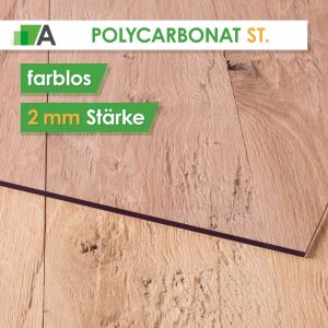 Polycarbonat standard Stärke 2 mm farblos 