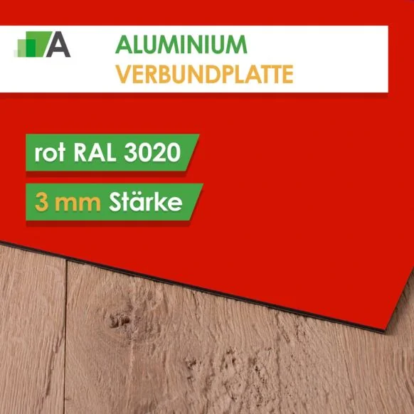 Alu Verbundplatte Stärke 3 mm rot matt/glänzend