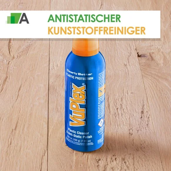 235ml Dose Antistatischer Antistatischer Kunststoffreiniger VuPlex auf Holzuntergrund