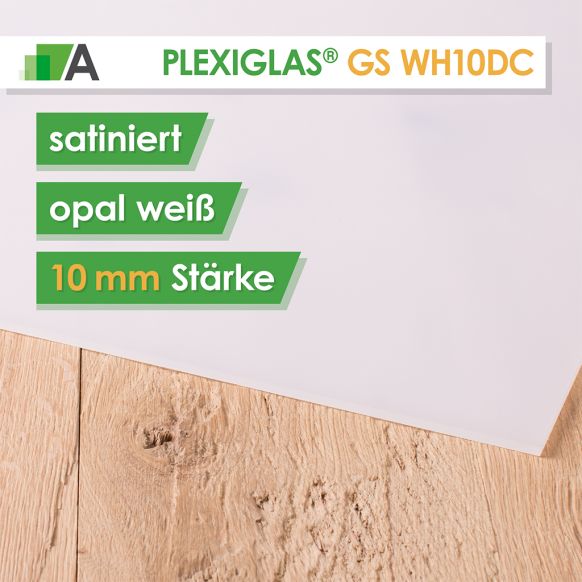 PLEXIGLAS® GS Satinice WH10 DC weiß / snow Stärke 10 mm satiniert  