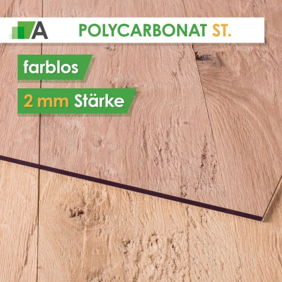 Polycarbonat standard Stärke 2 mm farblos 