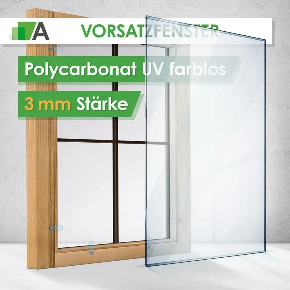 Polycarbonat Vorsatzfenster UV farblos 3mm