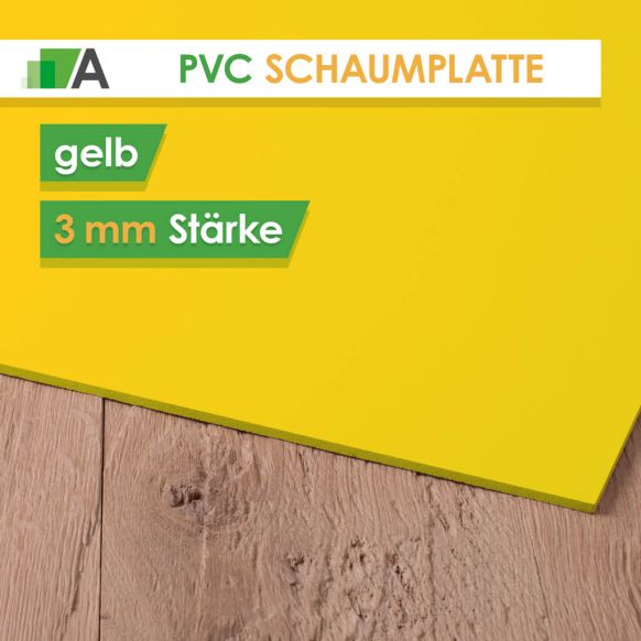 PVC Hartschaumplatte Stärke 3 mm gelb