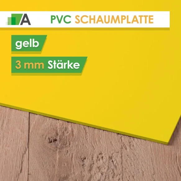 PVC Hartschaumplatte Stärke 3 mm gelb