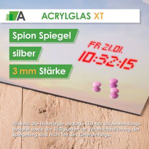 Acrylglas XT Stärke 3 mm Spion Spiegel silber 