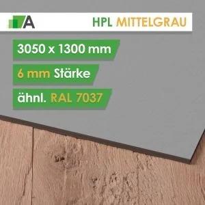 HPL Mittelgrau -  ähnl. RAL 7037 - Stärke 6 mm - 3050 x 1300