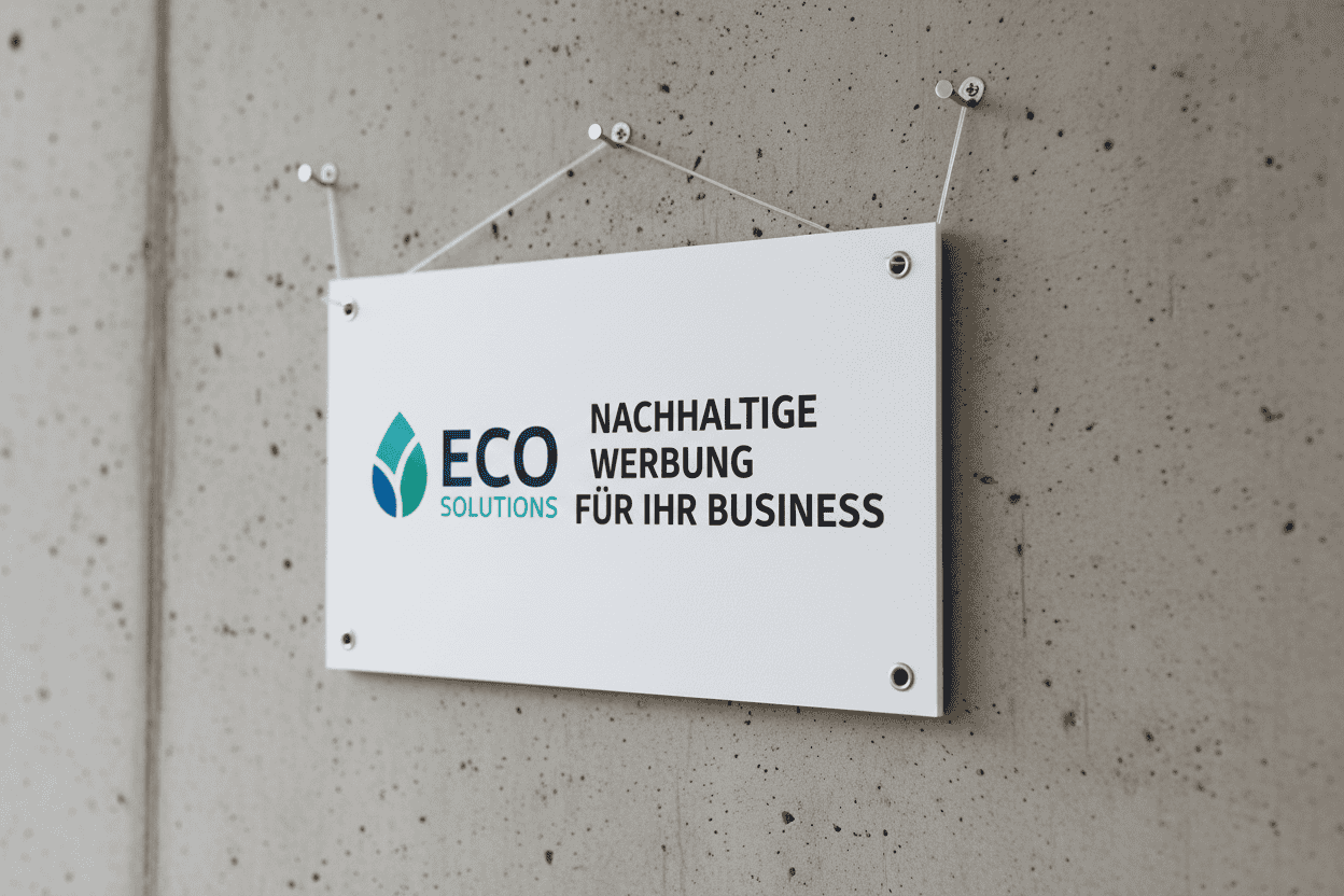 Ein Praxisschild aus bedruckten PVC Hartschaumplatten welches mittels Schrauben an der Wand neben der Eingangstür montiert wurde