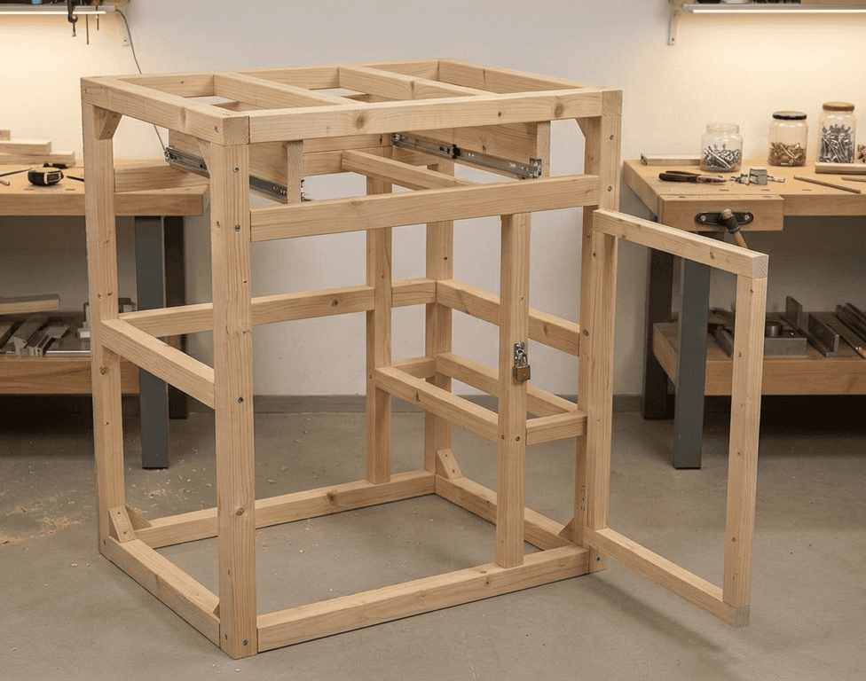 Eine mögliche Grundkonstruktion einer Kunststoff Paketbox aus Holz.