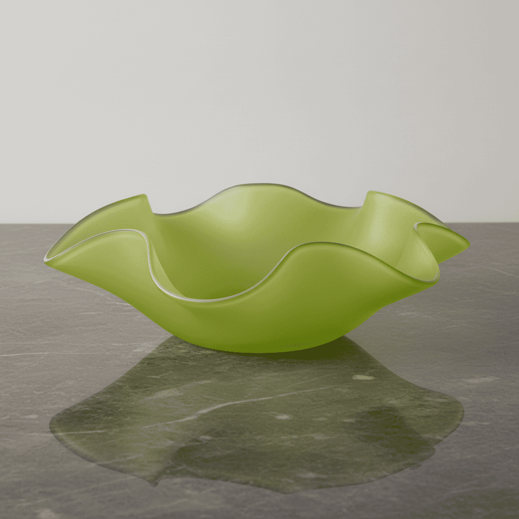 Eine gelbe Plexiglas Schale