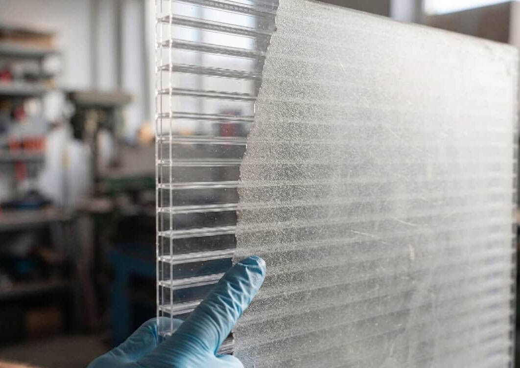 Eine stumpfgewordene Polycarbonat Stegplatte.