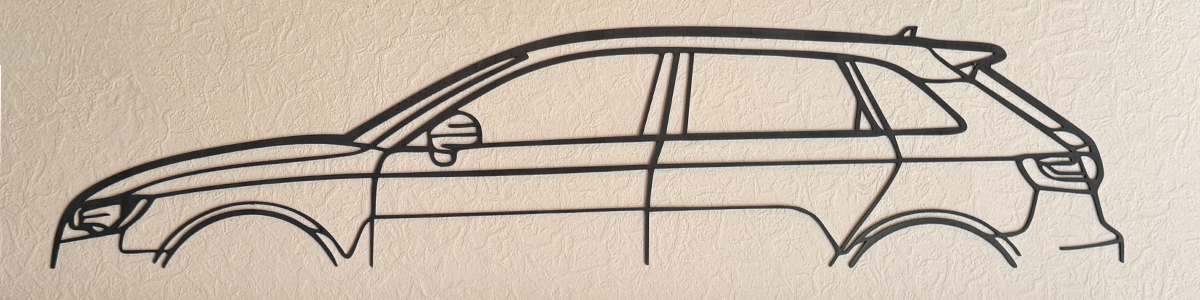 Silhouette eines Audi RS3 aus schwarzem Acrylglas gelasert